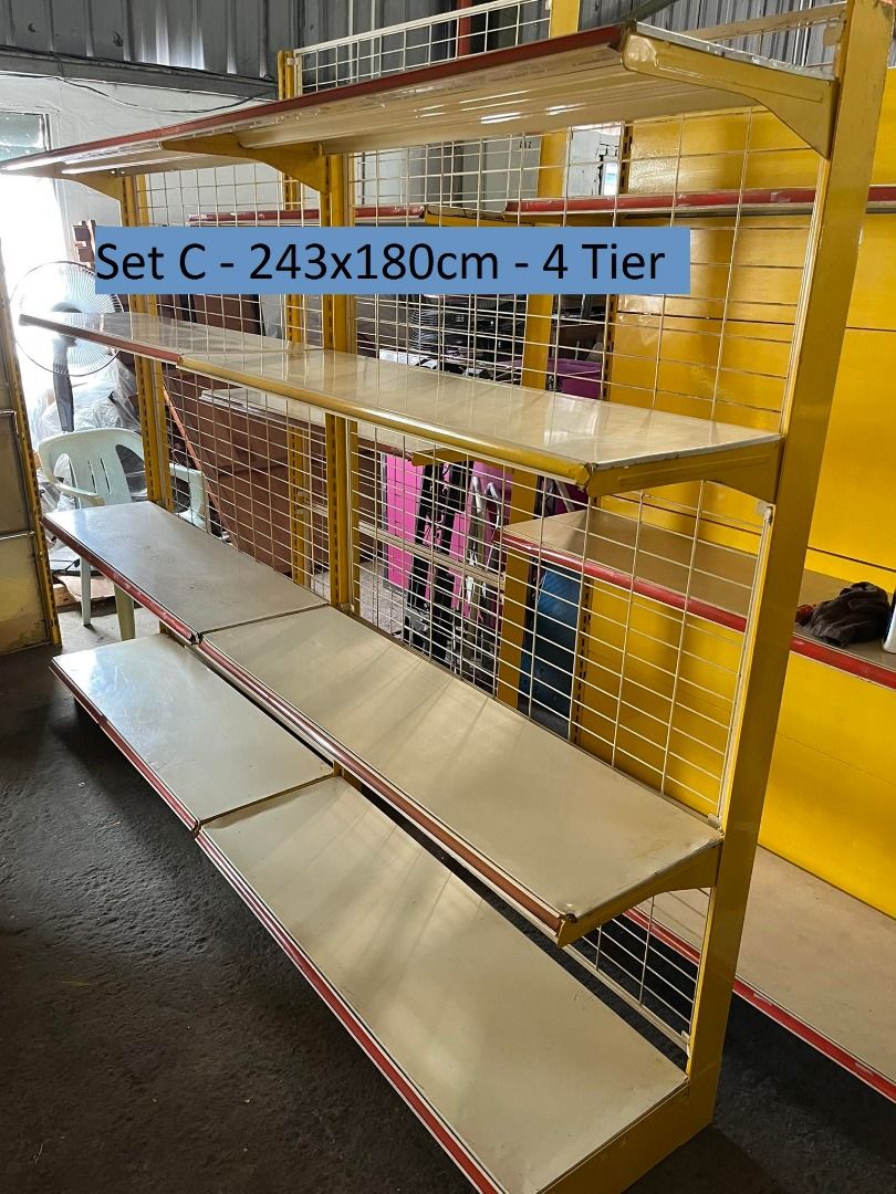 (3 Types) Wall Gondola Display Rack Shelves Retail Storage, Furniture