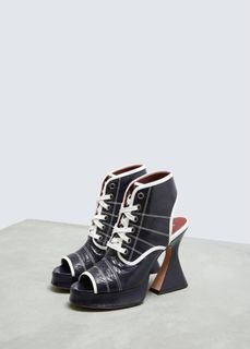 $895 SIES MARJAN Lace Up Leather Booties in Navy Authentic