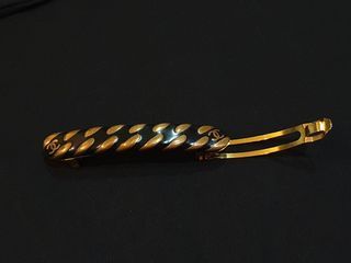 正品 真品 Chanel 香奈兒 vintage 1997 老香 黑金 雙C logo 髮夾