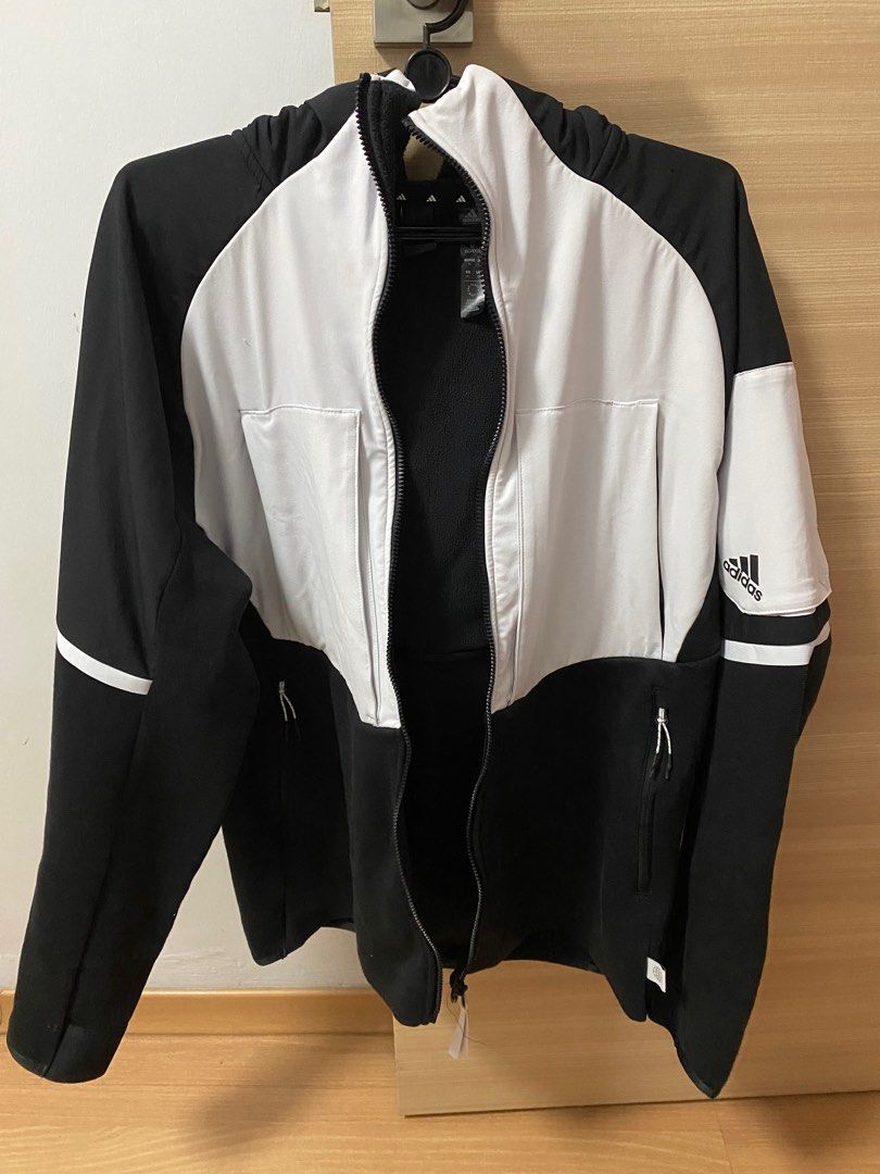 White adidas hoodie outlet with black stripes