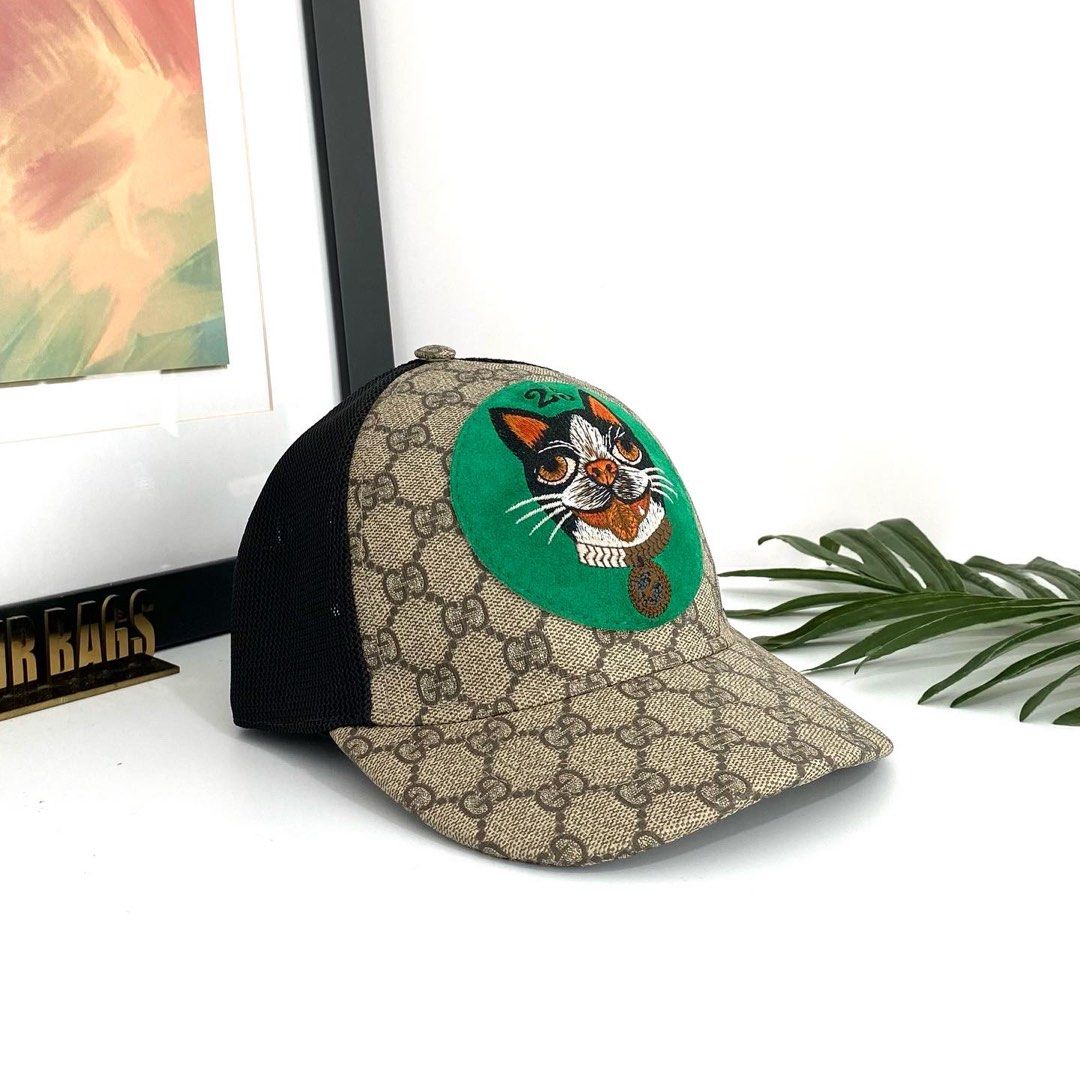 Gucci Beige Tiger GG Supreme Canvas Baseball Cap M Gucci