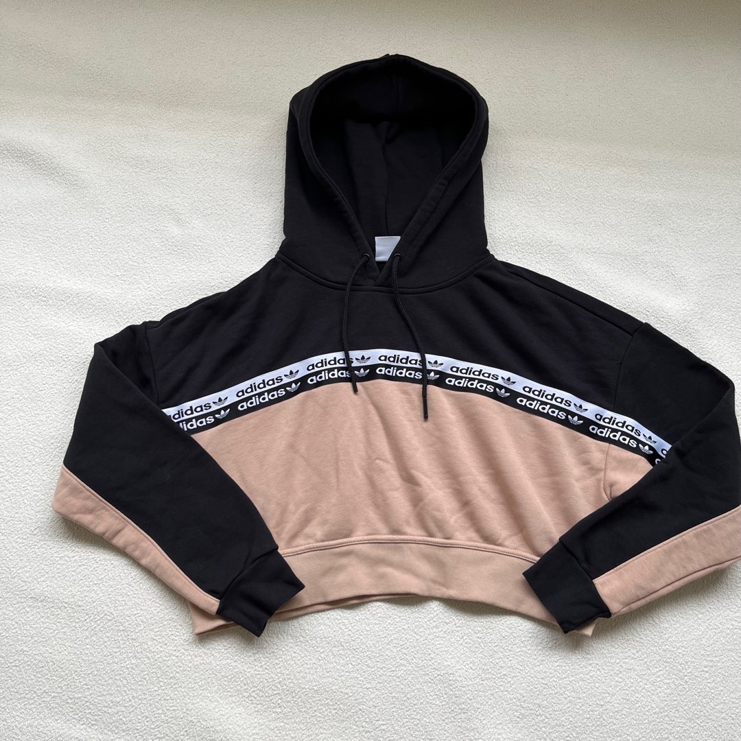 Adidas cropped ash pearl black store womens hoodie