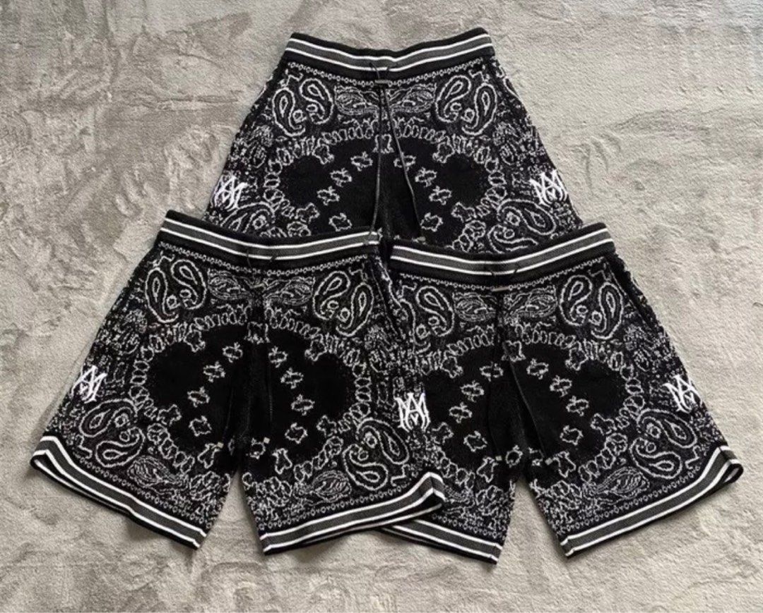 AMIRI Bandana Short Pre Order (Category: Shorts) located in Caloocan City. Submitted by thelockermanila (Listing ID 1236165935, Image 2). Description: AMIRI Bandana Crochet Basketball Short 📍 Color - Black/BLUE/GRAY/Green Size; S,M,L,XL Condition: 10/10 Color rate: 10/10 Overall brand-new condition Php: 5,500.00 + shipping fee 📦 📌 Preorder basis 12/15days 📌 Premium Items 📩 📌 MOP - Gcash / Bank Transfer / Buyer will shoulder shipping fee. (P