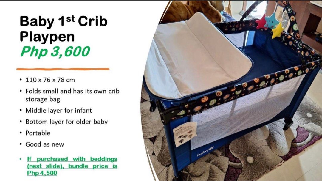 Baby 1st Crib with Playpen, Babies & Kids, Baby Nursery & Kids