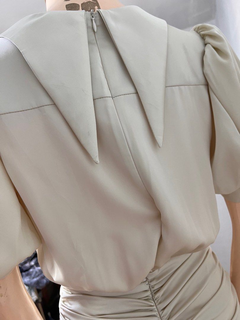 Biege Silk/Satin Dress, Women's Fashion, Dresses & Sets, Dresses on ...