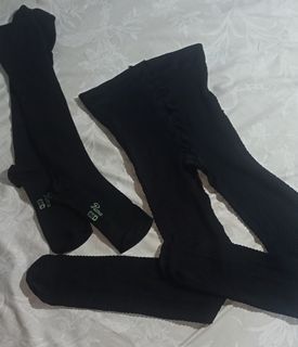 Black High Socks & Footed Leggings