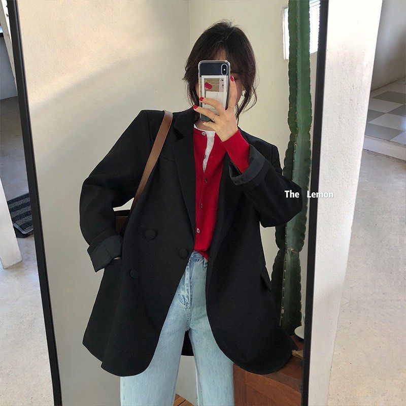black oversized blazer (Category: Coats, Jackets and Outerwear) located in Tarlac. Submitted by michaelaspreloved__ (Listing ID 1236170421, Image 1). Description: bnew with tags 🖤 bought in korea for php 1,200!.