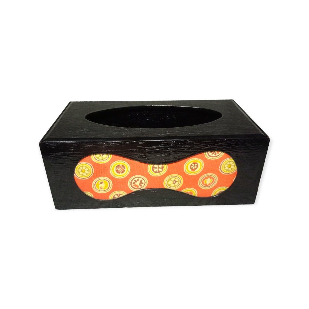 BLACK WOOD TISSUE HOLDER (Category: Storage Boxes & Baskets) located in Makati City. Submitted by nyxhemera26 (Listing ID 1236225620, Image 1). Description: BLACK WOOD TISSUE HOLDER H: 4.1" L: 11" W: 5.5" MIDDLE DESIGN IS MADE OF CLOTH *with minimal scratches on the edge due to stacking.