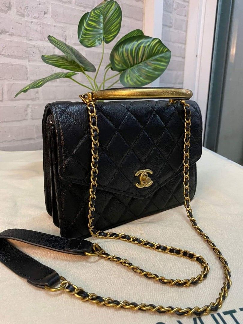 CHANEL TOP HANDLE GOLD CROSSBODY BAG, Luxury, Bags & Wallets on Carousell
