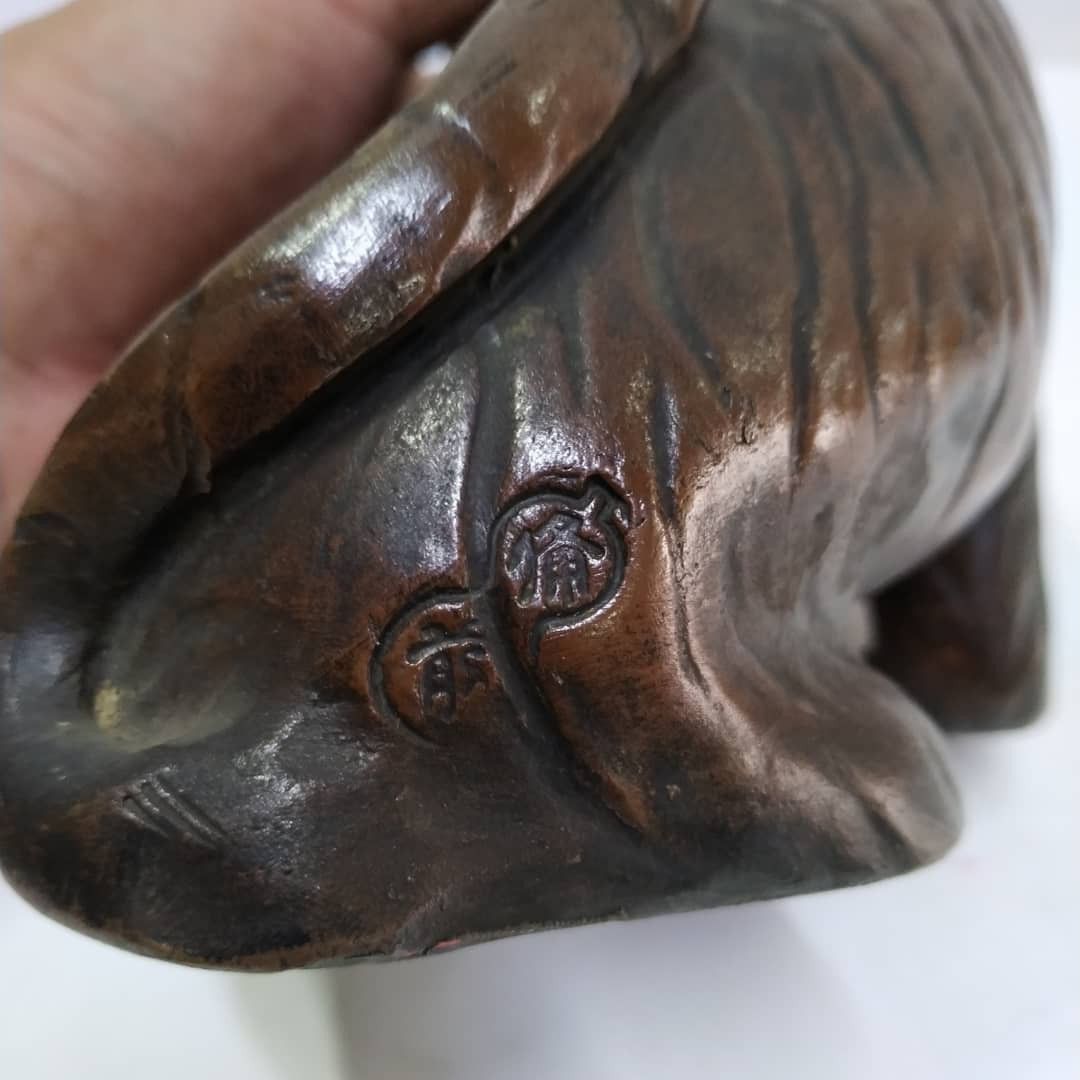 Chinese Bronze Feng Shui Zodiac Year Fierce Tiger King Lucky Statue