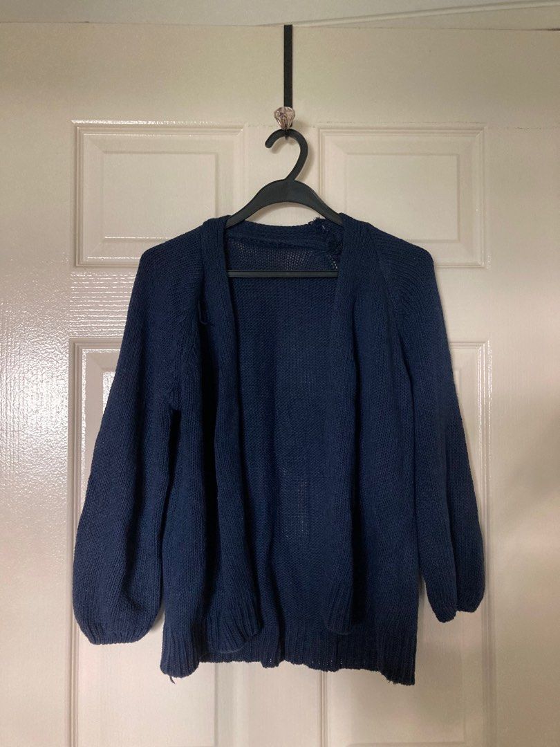 dark blue cardigan Women s Fashion Coats Jackets and Outerwear on Carousell