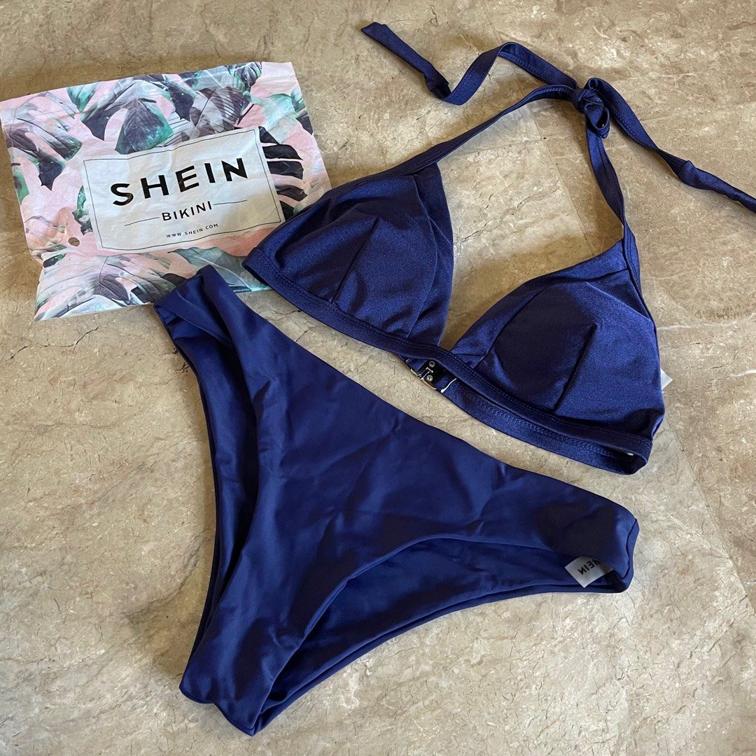Dark Blue Shein Set Bikini | Swimsuit | Swimwear on Carousell