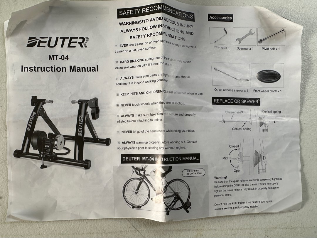 Deuter bike trainer assembly sales