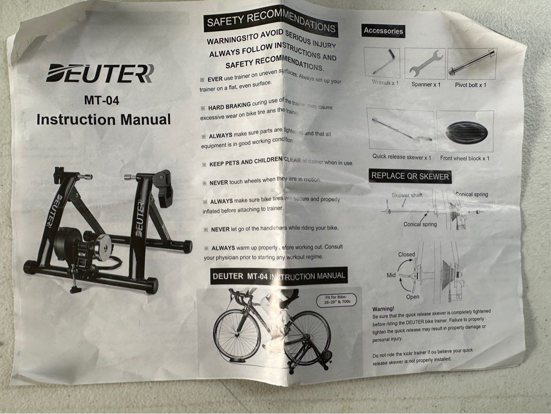 Deuter bike trainer assembly sales