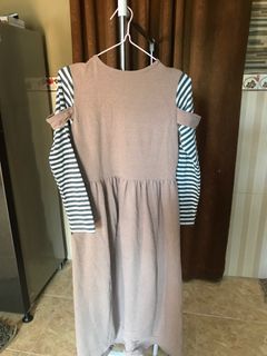 Dress kaos mix lengan salur