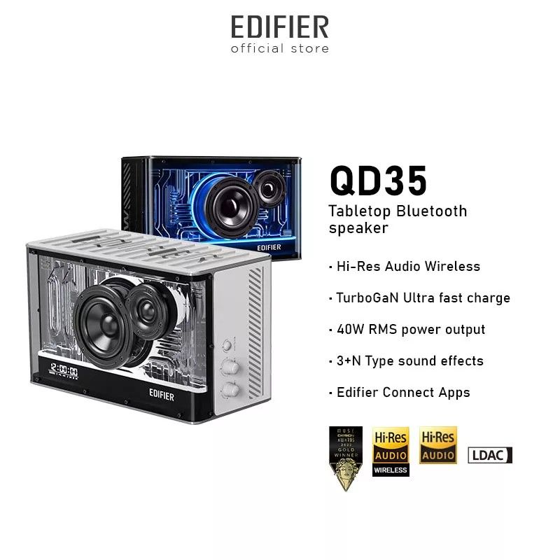Edifier QD35 (white) Hi-Res audio speaker with RGB lights, 2023 model