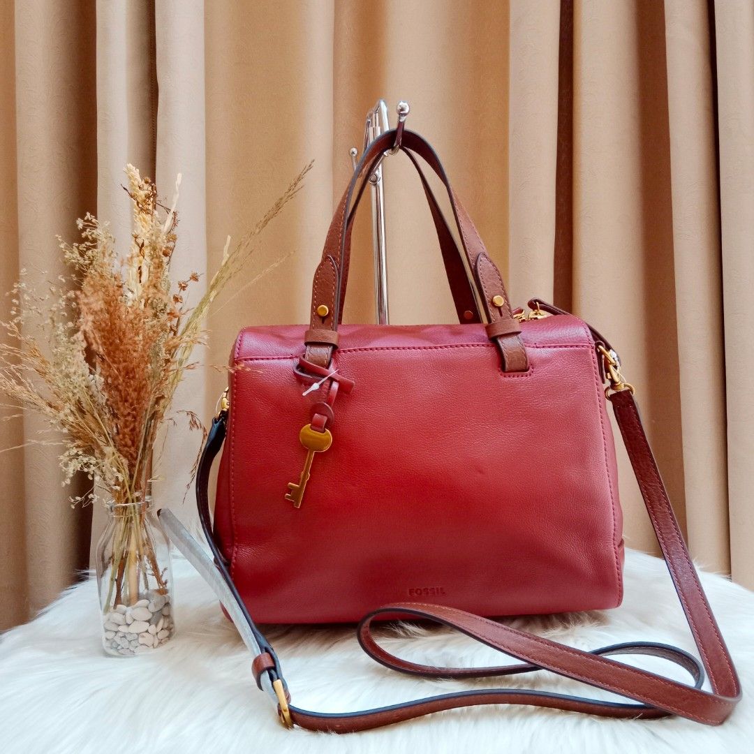 Fossil rachel satchel red cheap