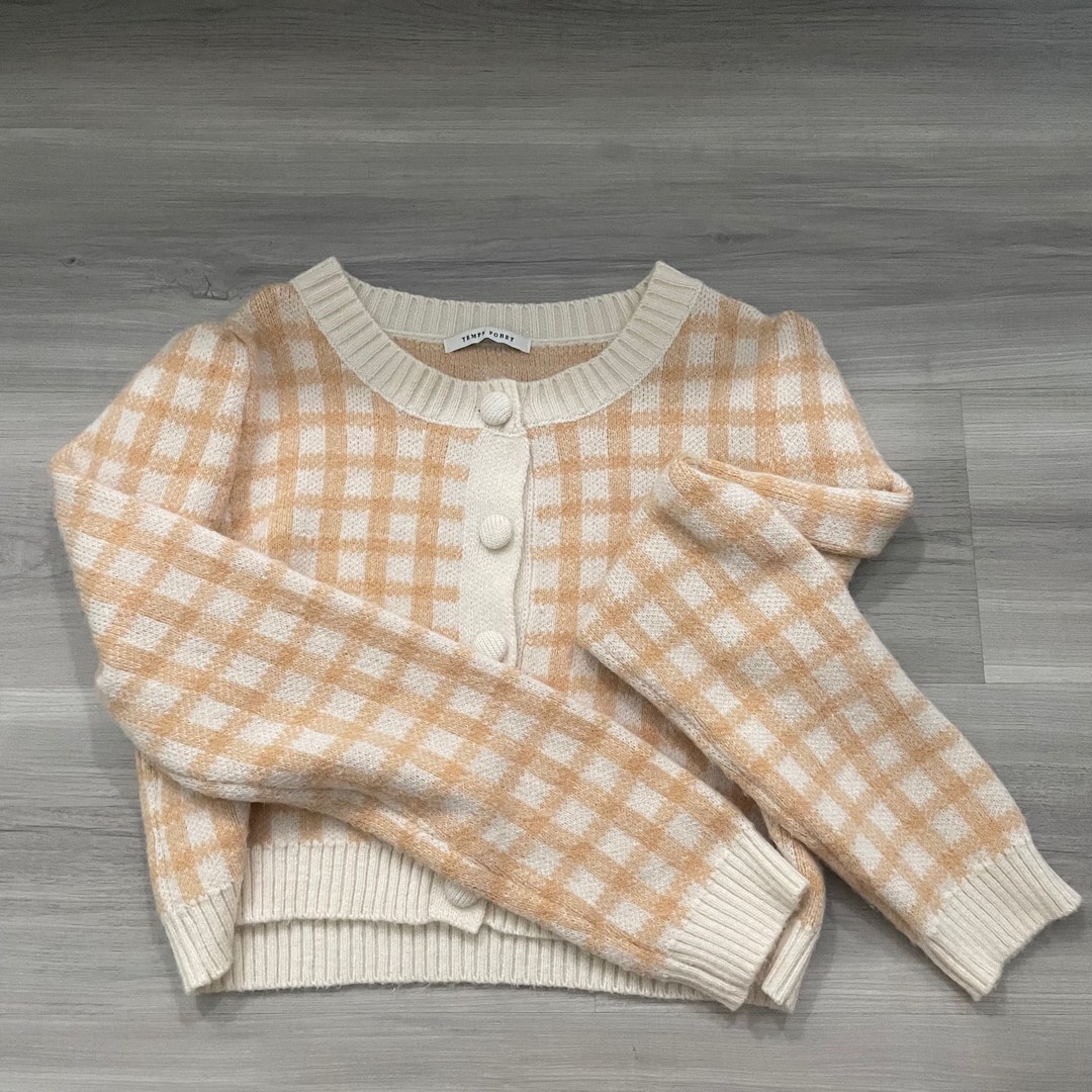 Gingham Knitted Cardigan