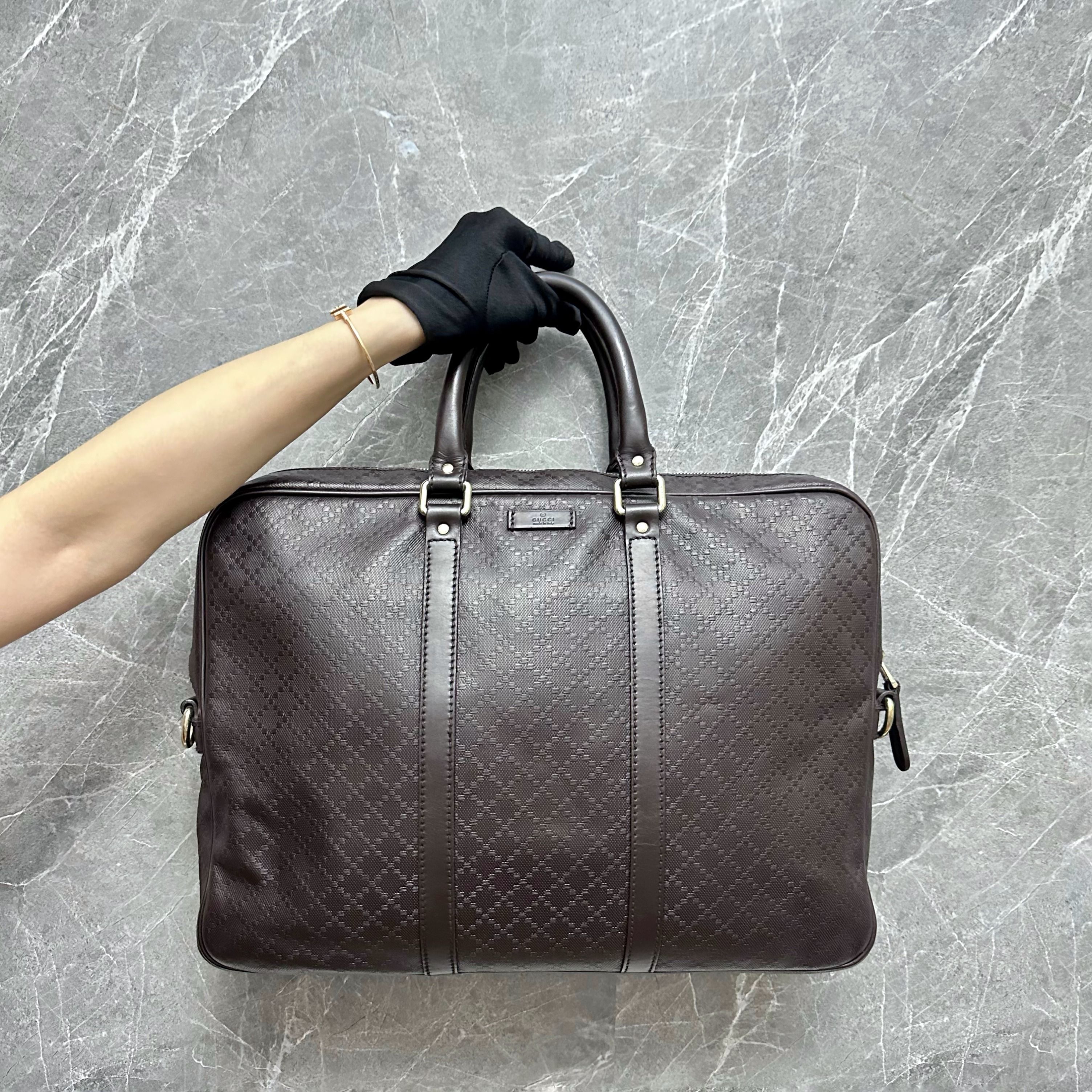 Gucci leather shop briefcase