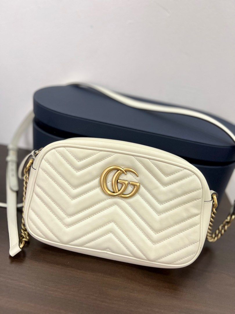 Gucci marmont mini camera bag white best sale