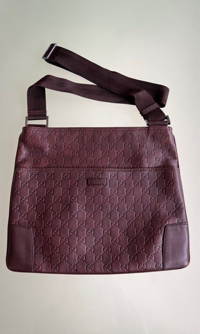 Gucci leather messenger bag 100 authentic, Luxury, Bags & Wallets on