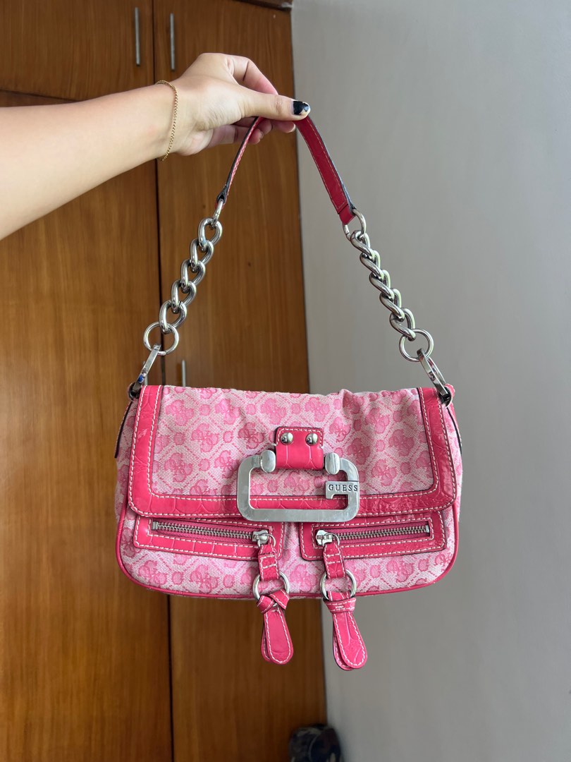 Guess pink baguette bag, Women's Fashion, Bags u0026 Wallets, Shoulder Bags on  Carousell