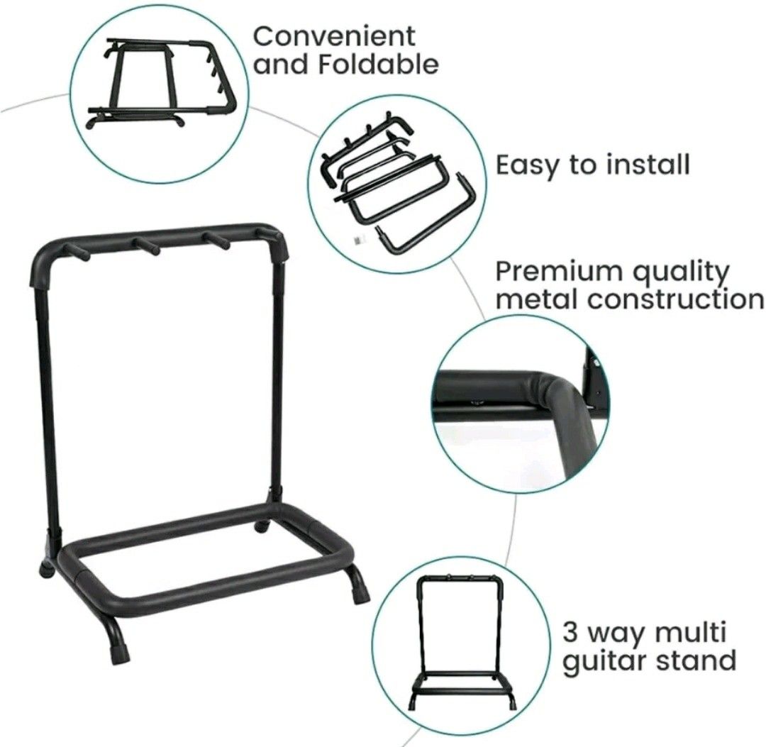 Guitar stand (3 guitars), Hobbies & Toys, Music & Media, Musical