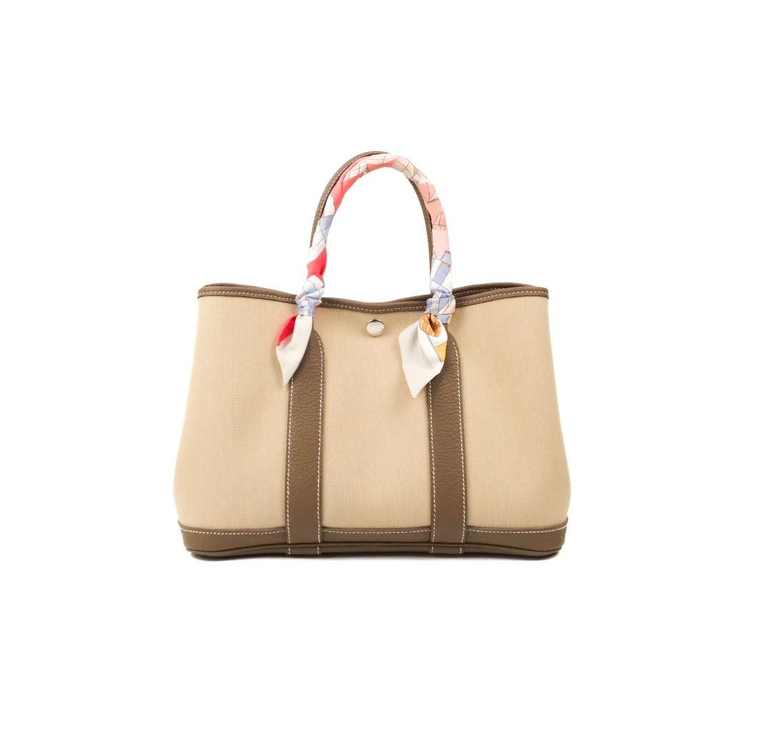 Hermes garden party 30 canvas etoupe, Luxury, Bags & Wallets on Carousell