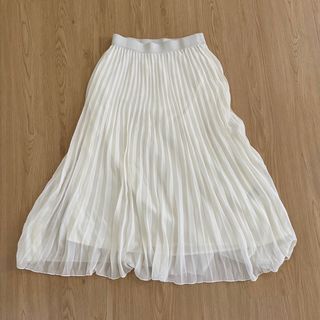 h&m white pleated maxi skirt