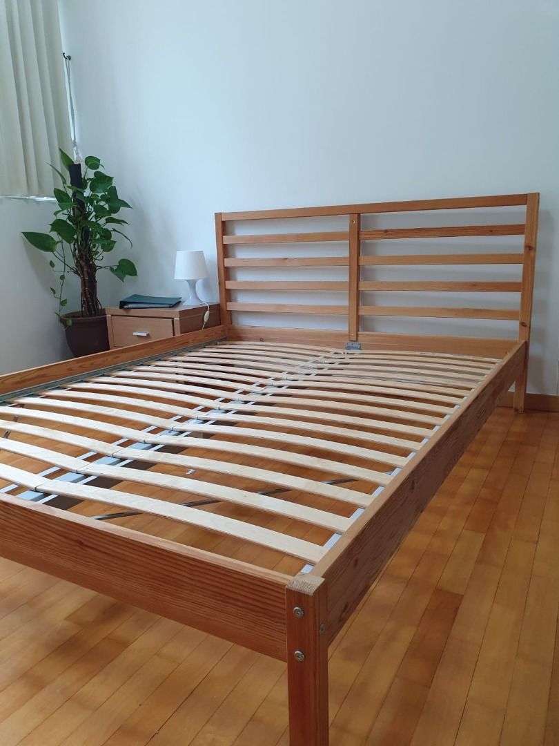 IKEA bed 150 x 200 with mattress and 2 nightstands, Furniture & Home Living, Furniture, Bed