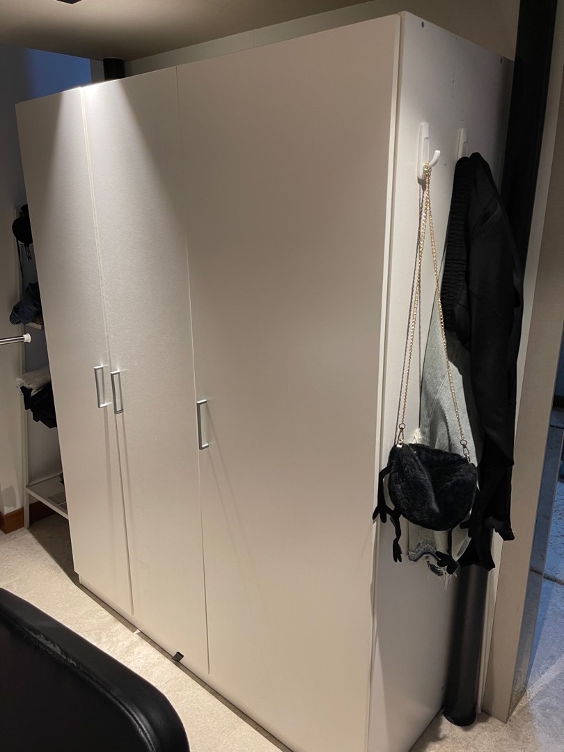 IKEA KLEPPSTAD Wardrobe with 3 doors, white, 117x176 cm, Furniture ...