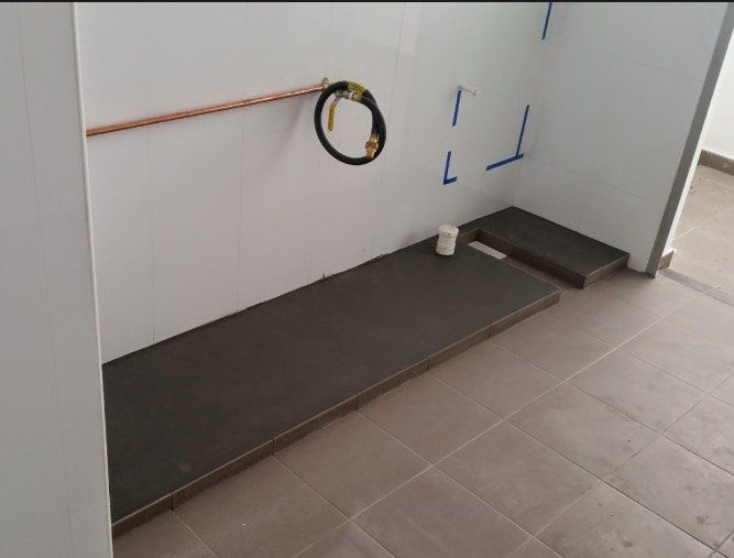 Install Shower kerb , building concrete walls , constructing kitchen