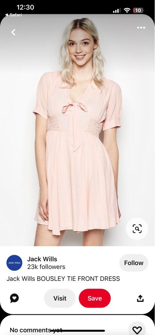 Jack Wills Pink Bousley Tie Front Dress Women s Fashion Dresses