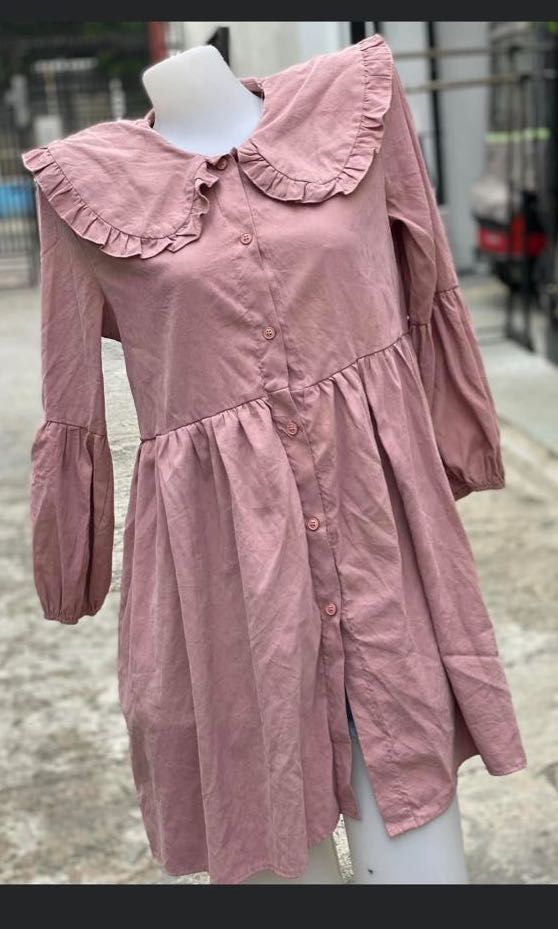 Korean dress swiss dress ruffle casual dress, Women's Fashion, Dresses &  Sets, Dresses on Carousell