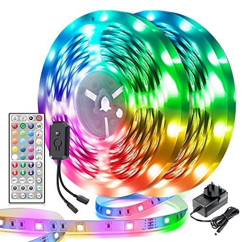 LED Strip Lights Mexllex 20M LED Light Strip with Remote Colour Changing SMD 5050 LED Lights for Home TV Kitchen Party Christmas Decoration 2 Rolls