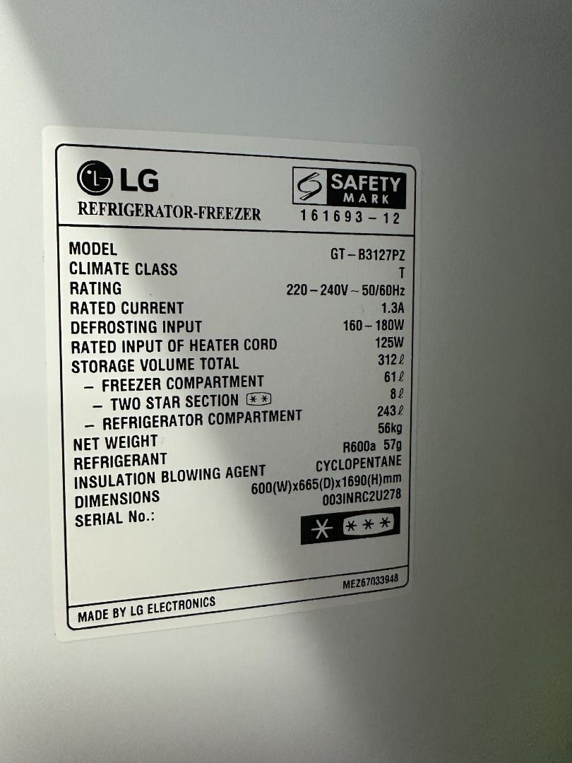 LG 335L Top Freezer with Inverter Compressor Refrigerator Platinum