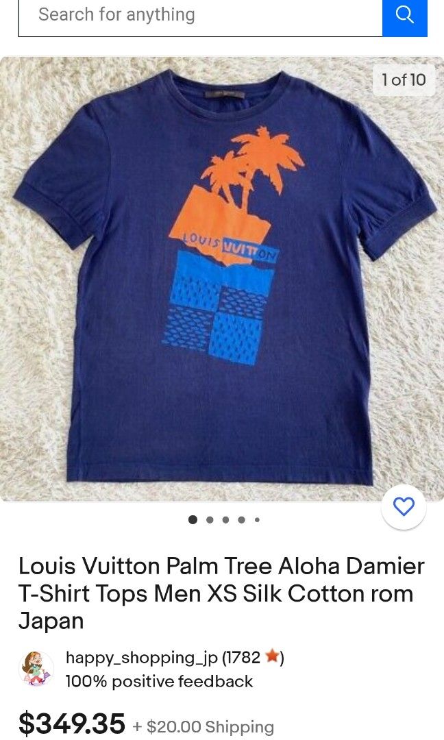LOUIS VUITTON Damier Blue Palms Print T Shirt XL