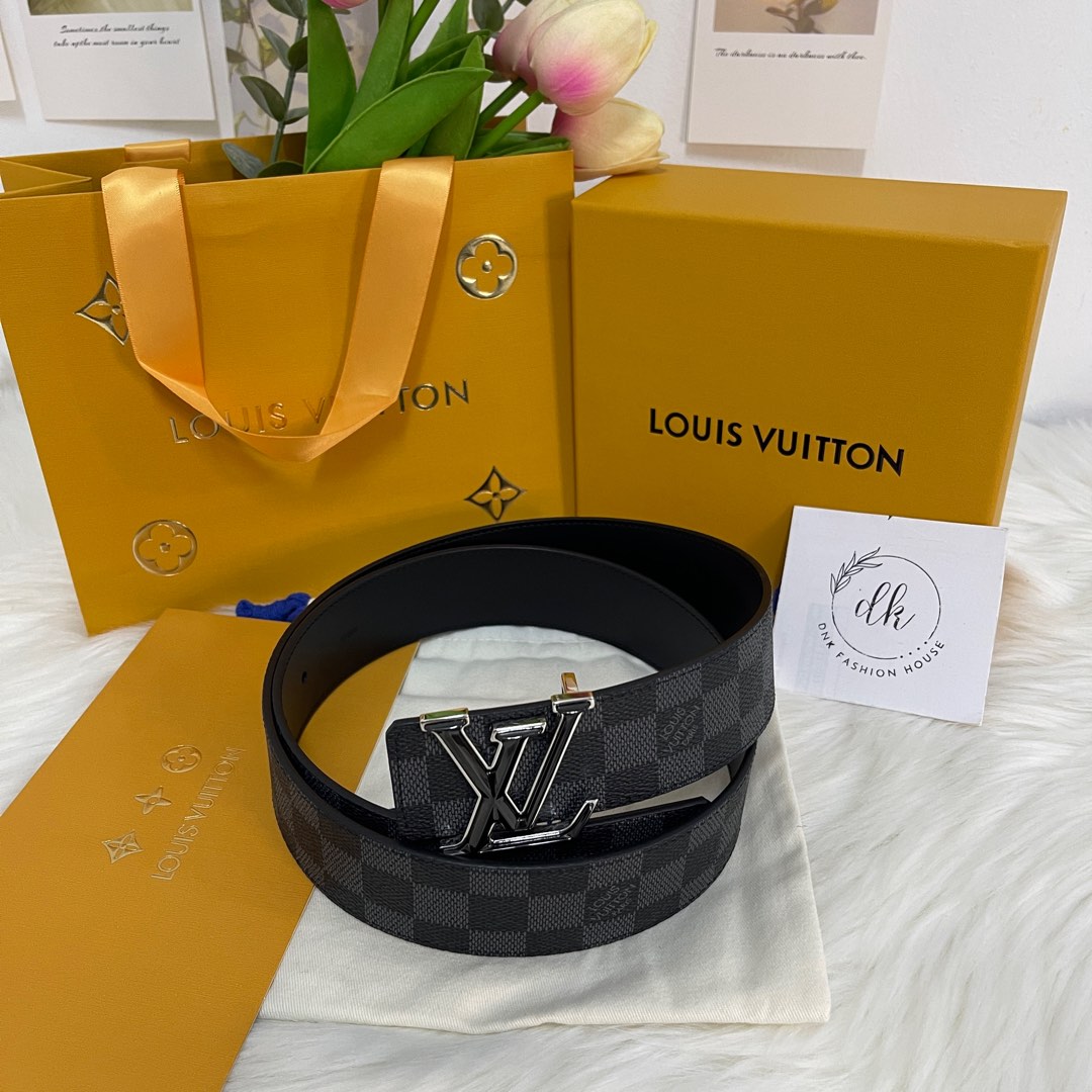 Louis Vuitton LV Circle Prime 20mm Reversible Belt Black + Calf Leather. Size 80 cm