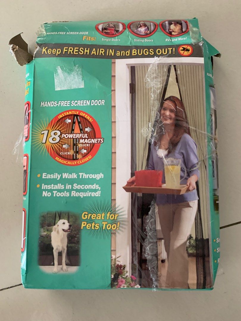Magic mesh door (Category: Other Home Furniture) located in Manila. Submitted by fancystylemanila (Listing ID 1236103045, Image 2). Description: Deformed box, brand new item.