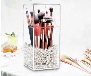 Putwo Makeup Organizer Vintage Make Up Brush Holder with Free White Pearls - Small