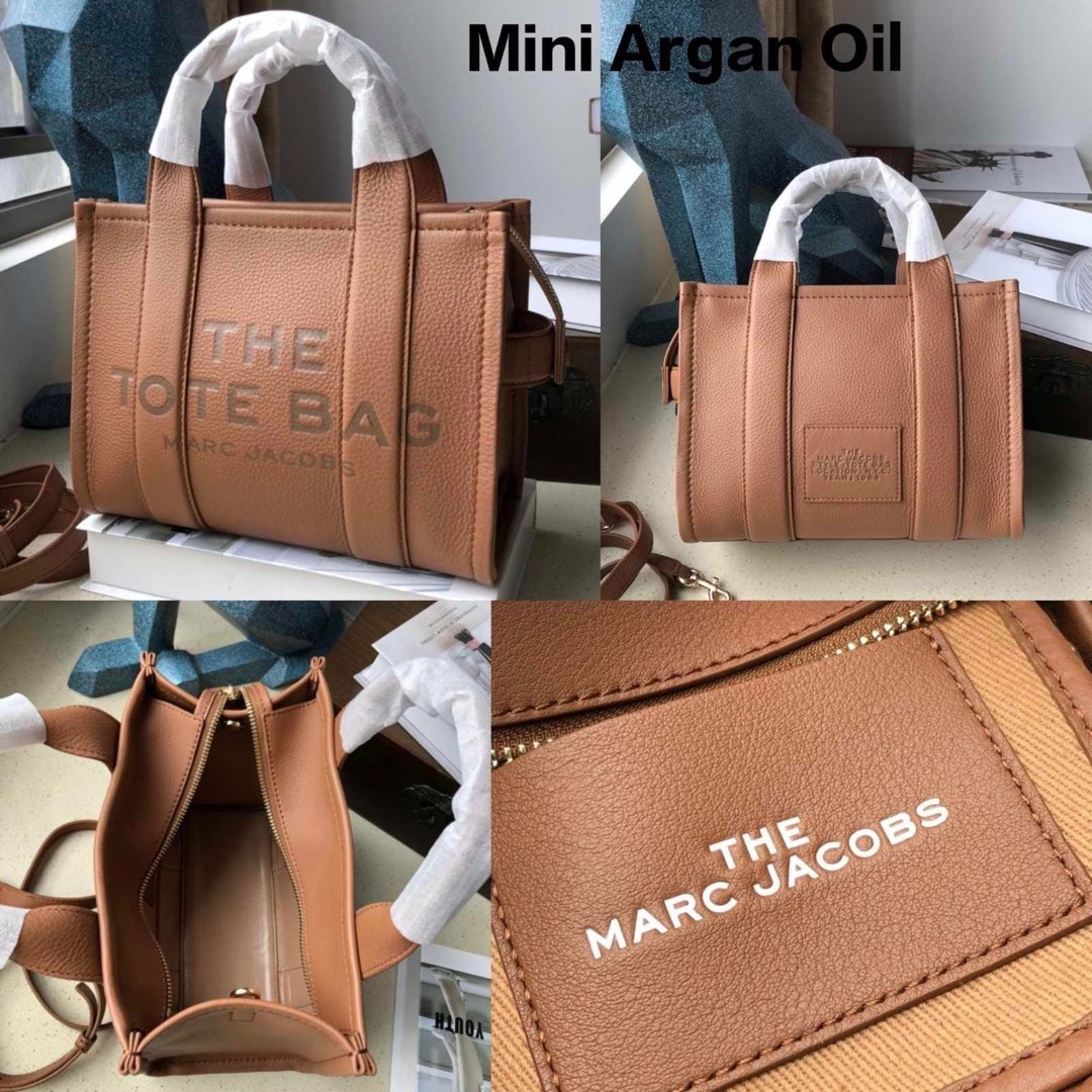Marc Jacobs The Leather Mini Tote Bag in ARGAN OIL I first impression +  purse comparisons 