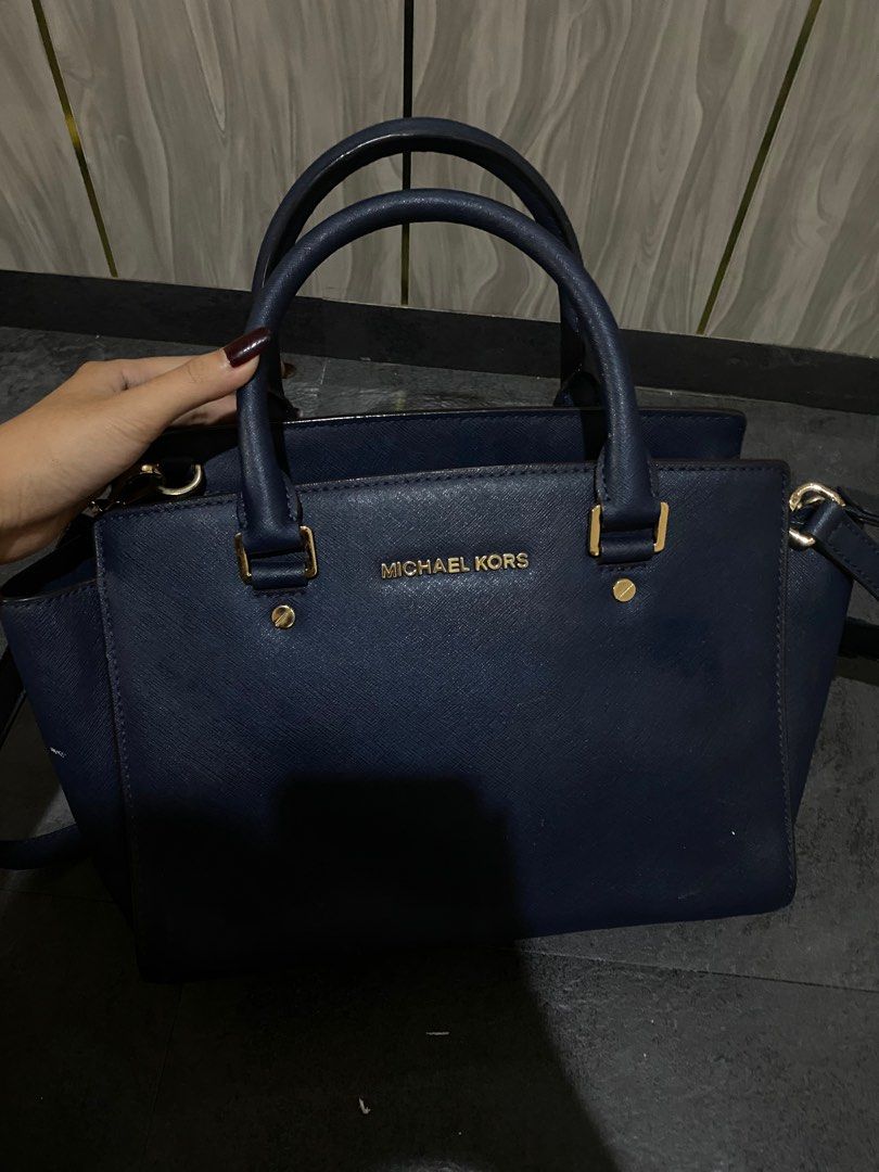 Michael kors selma medium navy Fesyen Wanita Tas Dompet di