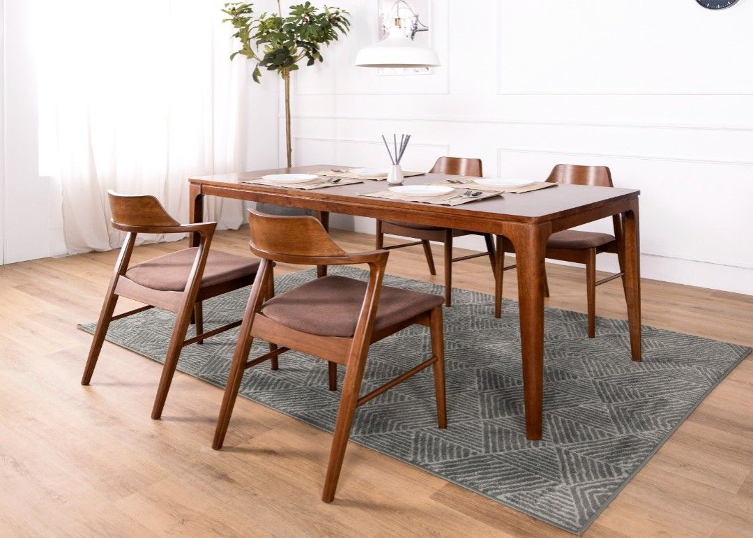 [New] 1800mm 6ft Dining Table Full Solid Rubberwood, Furniture & Home