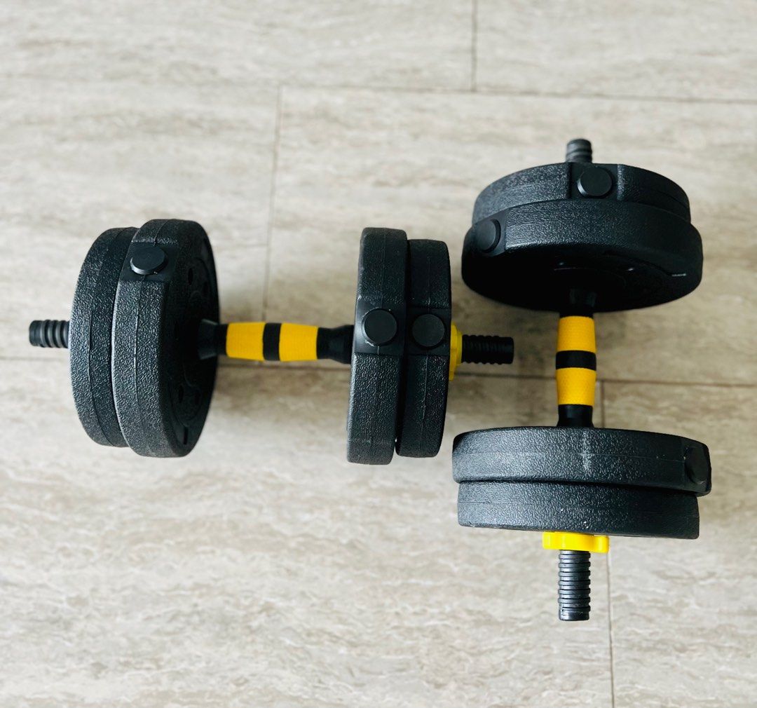 Sunny Health & Fitness Adjustable 33 LB Dumbbell Set With Carry Case, Space Saver, Secure Quick