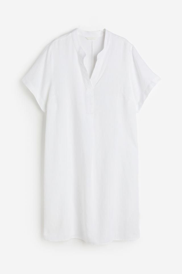 H&m white linen dress cheap