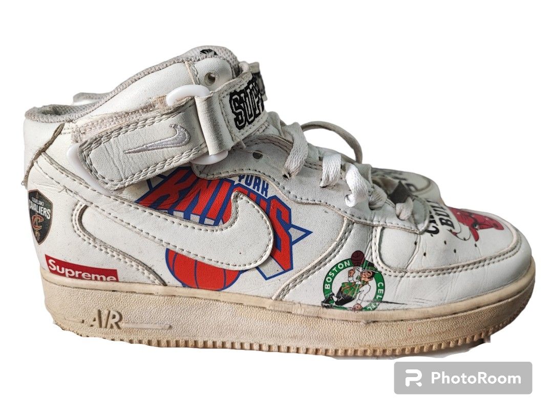 Nike x supreme x nba top air force 1 mid white
