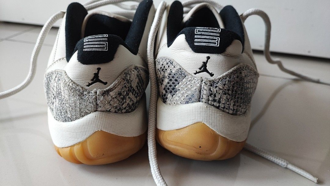 jordan 11 snakeskin light bone on feet