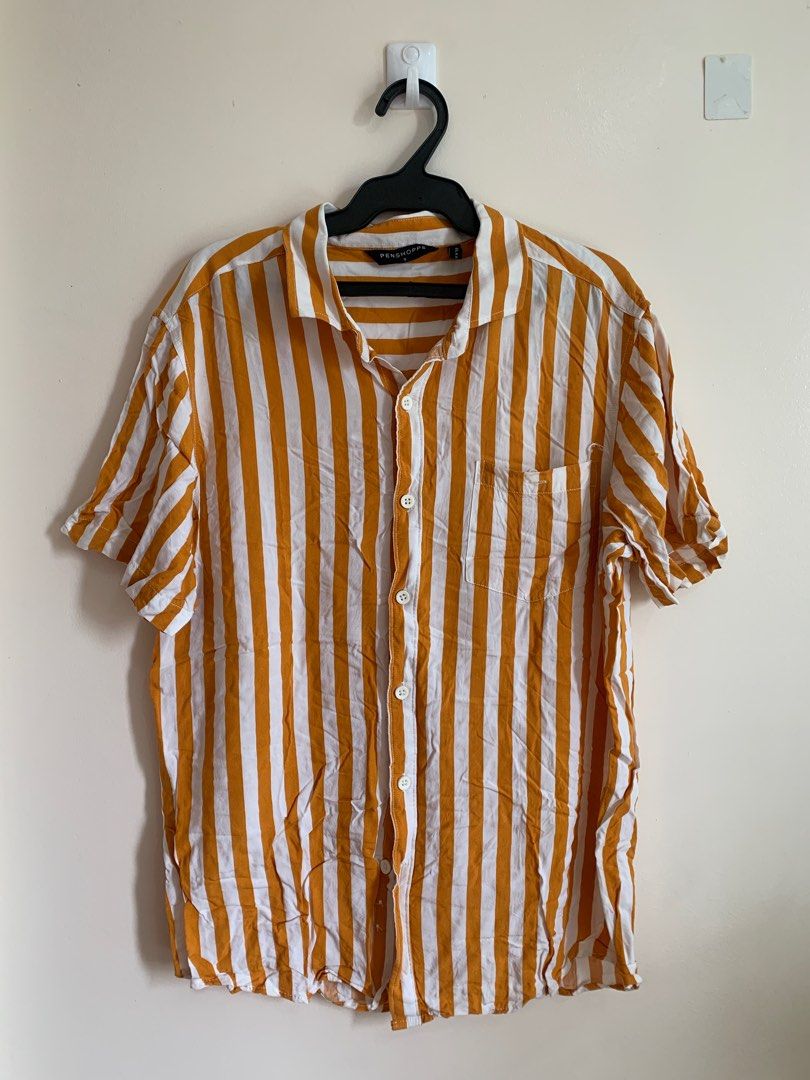Penshoppe Striped Button up shirt (Category: Tshirts & Polo Shirts ) located in Quezon City. Submitted by caspii (Listing ID 1236103627, Image 1). Description: Penshoppe striped polo shirt -wrinked sa pic pero really nice and soft when ironed!! MOP: Gcash Delivery via grab/lalamove shouldered by buyer.
