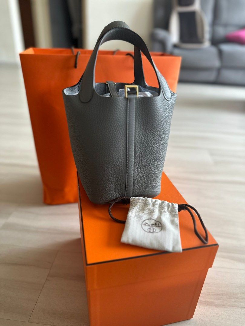 Hermès Picotin Bag 18cm in Gris Meyer Togo Leather with Gold