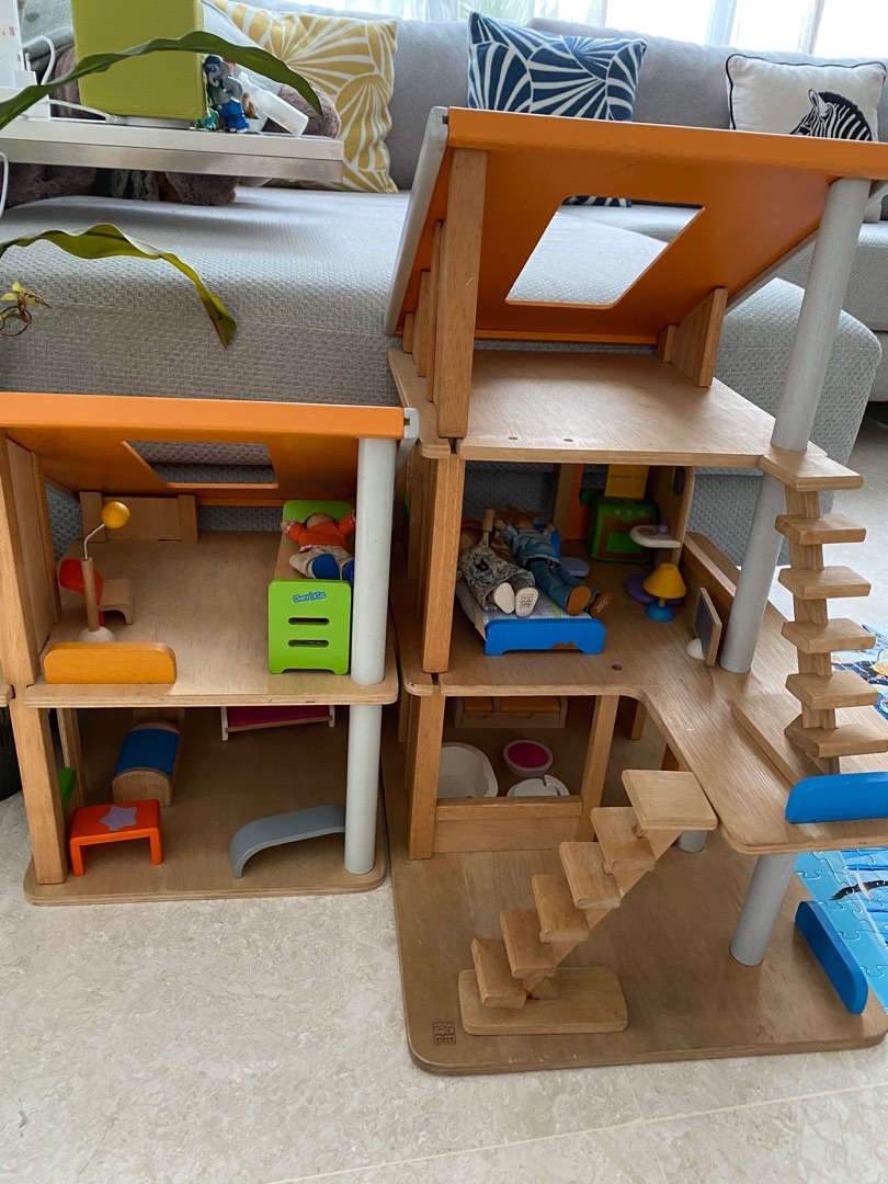 Plan Toys Dollhouse Complete Set Furniture, Hobbies & Toys, Toys & Games on Carousell